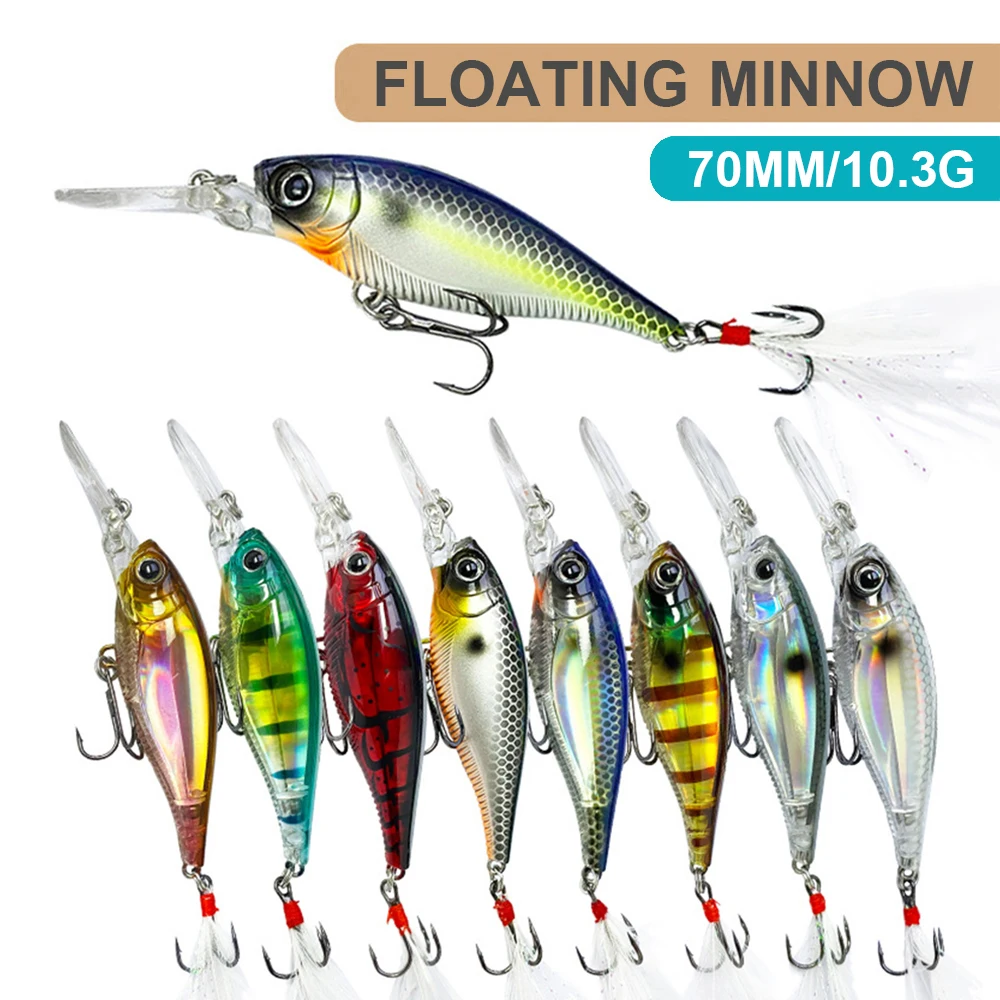 7cm 10.3g Fishing Lures Floating Minnow Wobbler Long Casting Artificial Hard Bait Jerkbait Fishing Accessories Trout Bass MN623