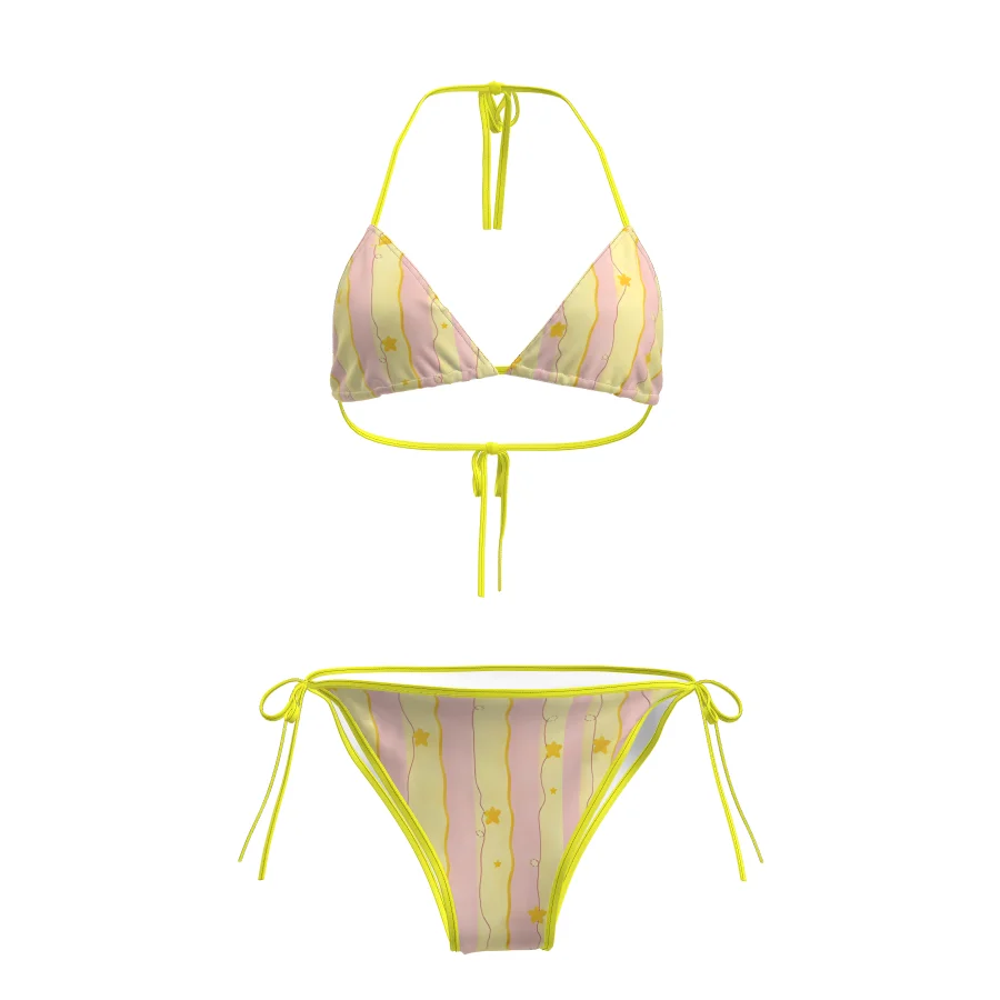 

Элитный женский раздельный купальник с дизайном «Желтая звезда», с полосатым принтом и бретелями, для пляжного отдыха