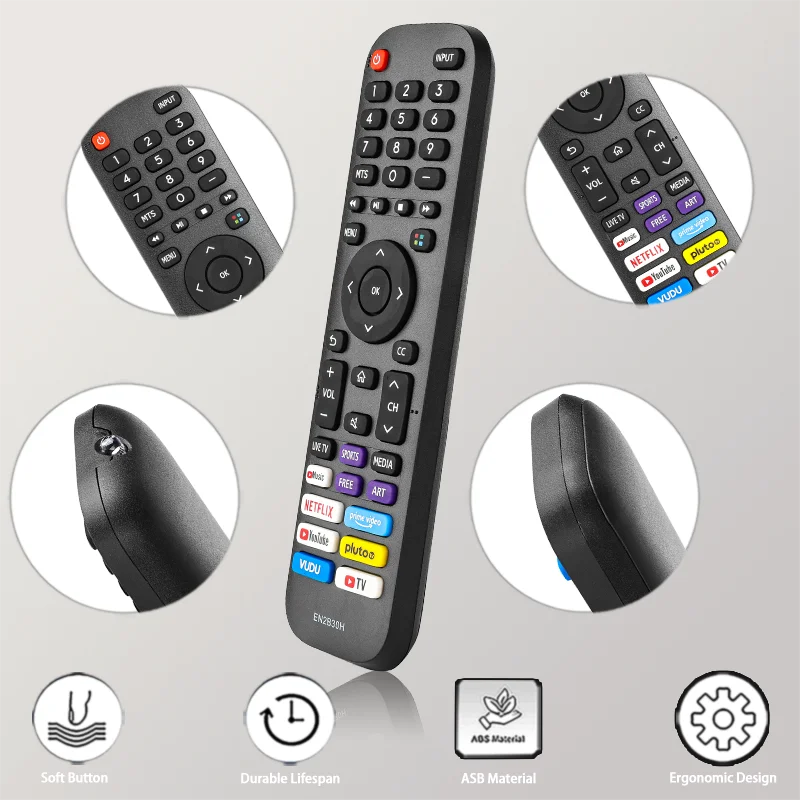 EN2B30H For Hisense Remote Control Replacement With Netflix PrimeVideo YouTube Buttons, For Hisense TV 40H5G 40H55G 43H6G 50H6G