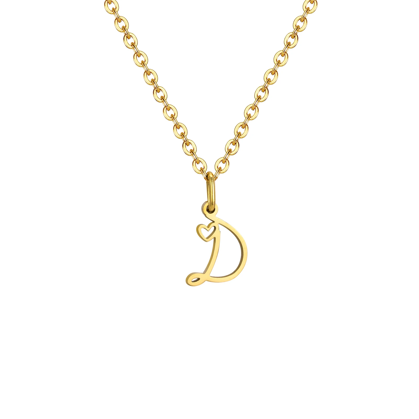 Zierliche Herz-Initial-Halskette für Damen, vergoldeter A-Z-Buchstaben-Anhänger, wasserdichter Edelstahl-Monogramm-Schmuck, personalisierbar.
