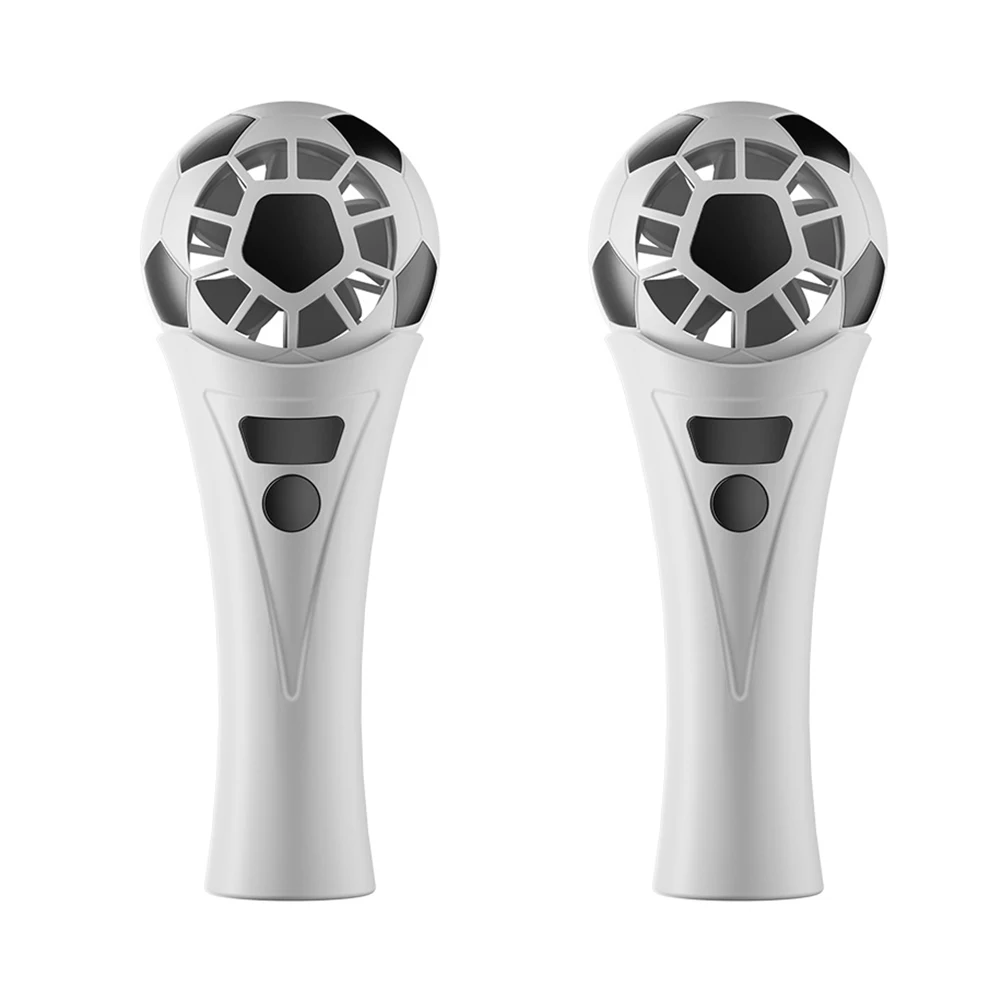 Portable Football Fan 2pcs Set Handheld Cooling for Soccer Enthusiasts Outdoor ABS 14.5x5.5cm White Lightweight Design