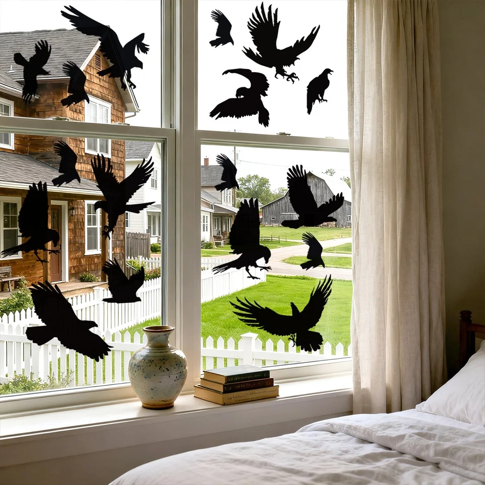 Non-Adhesive Bird Silhouette Clings for Windows That Provide Year-Round Protection Against Avian and Visual Interest