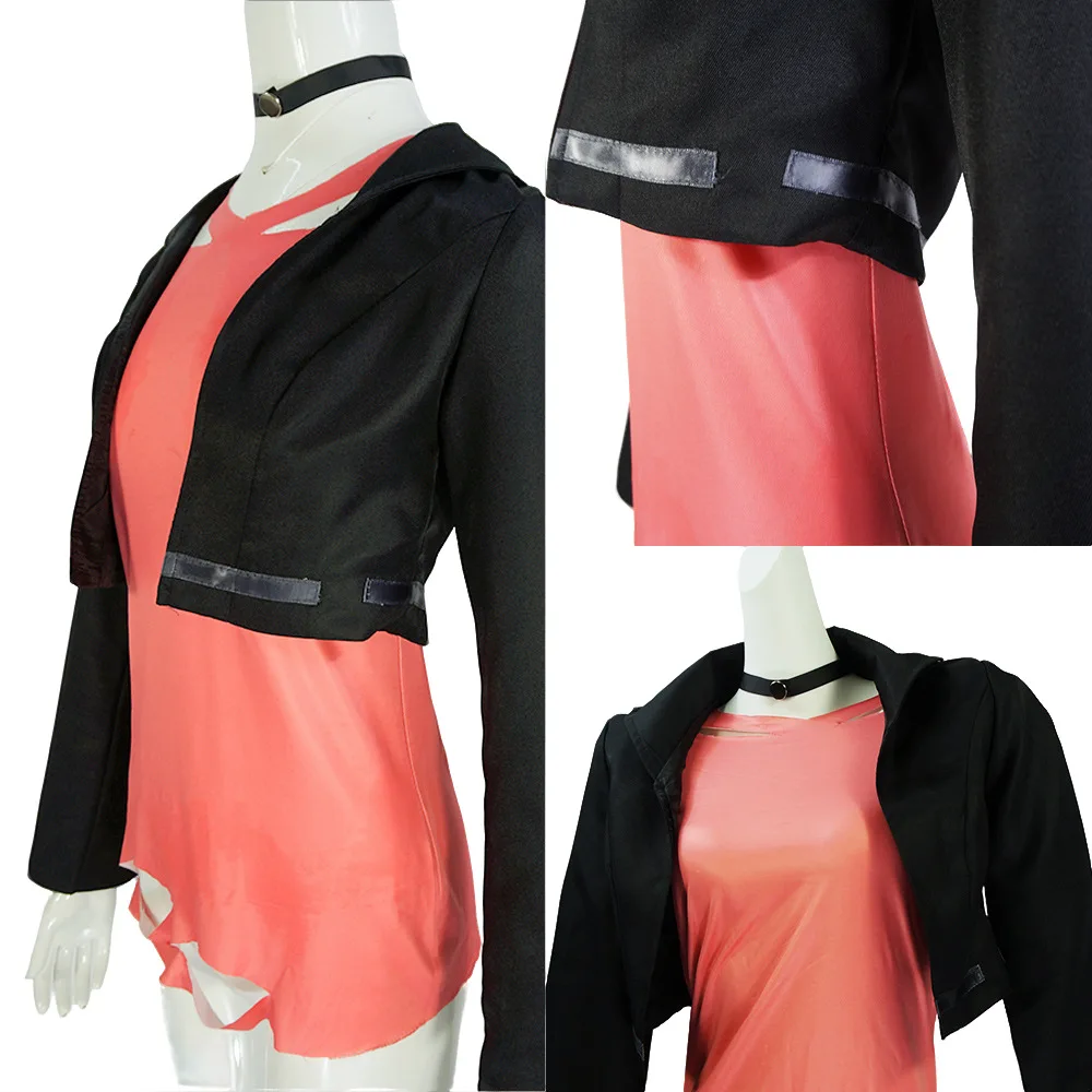 أزياء بطلي الأكاديمية كيوكا جيرو التأثيرية بدلة نسائية صدرية سوداء سترة حمراء بدلة شعر مستعار مجموعة Boku No Hero Academia موحدة