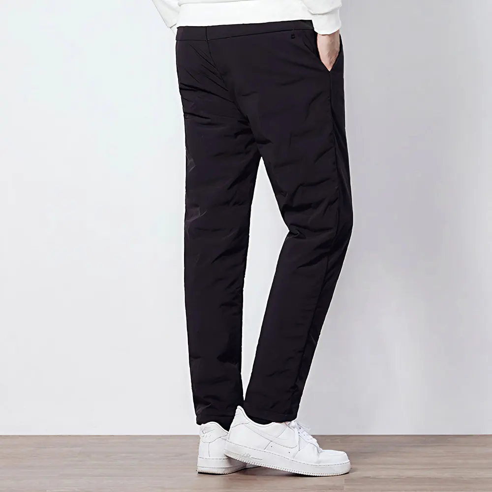 Winter Men Warm Cosy Down Puff Pants Black Lightweight Thermal Trousers Soft Comfort Menswear Elastic Waist Essential Underwear
