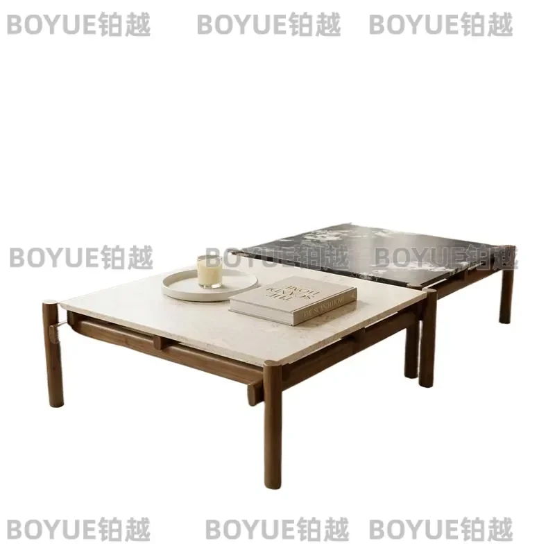 for Super Wide Solid Wood Base Durable Coffee Table 180cm Slatted Structure Warm Brown Tones Modern Living Room Furniture