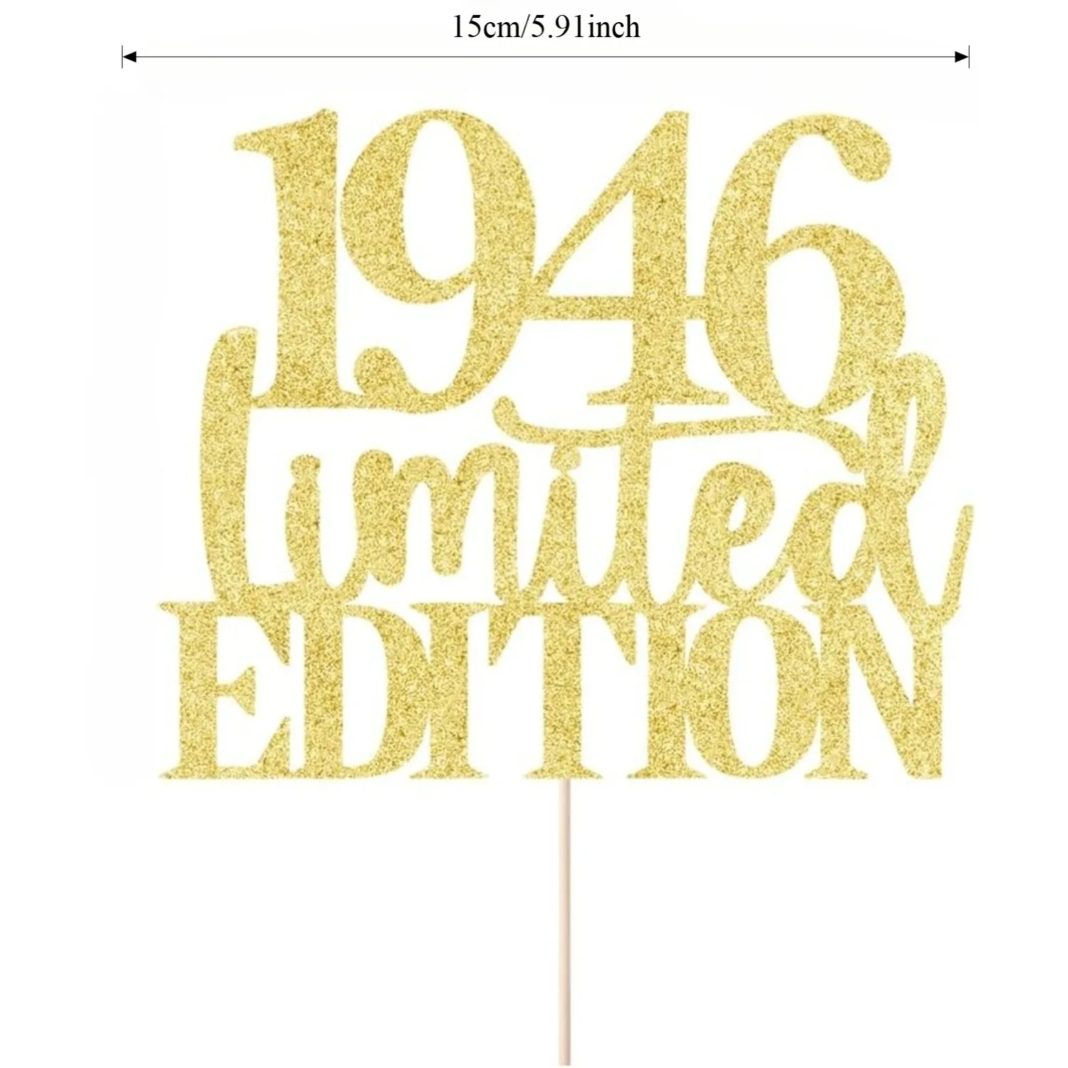 1 STÜCK 1946 80. Geburtstagstorte Topper, Prost auf 80 Jahre Gold Glitzer Kuchen Dekor, handgemachtes Geburtstagsgeschenk für Männer und Frauen – Detail 5