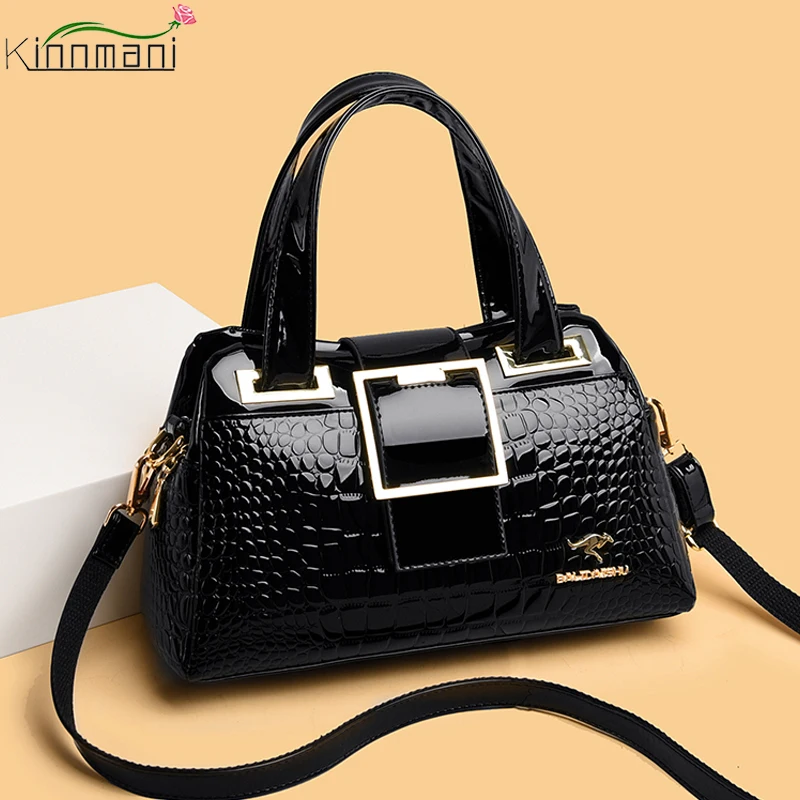 

Ladies handbags High Quality Leather Crossbody Bags for women 2 layer Shoulder bag Crocodile skin tote womens Designer bags