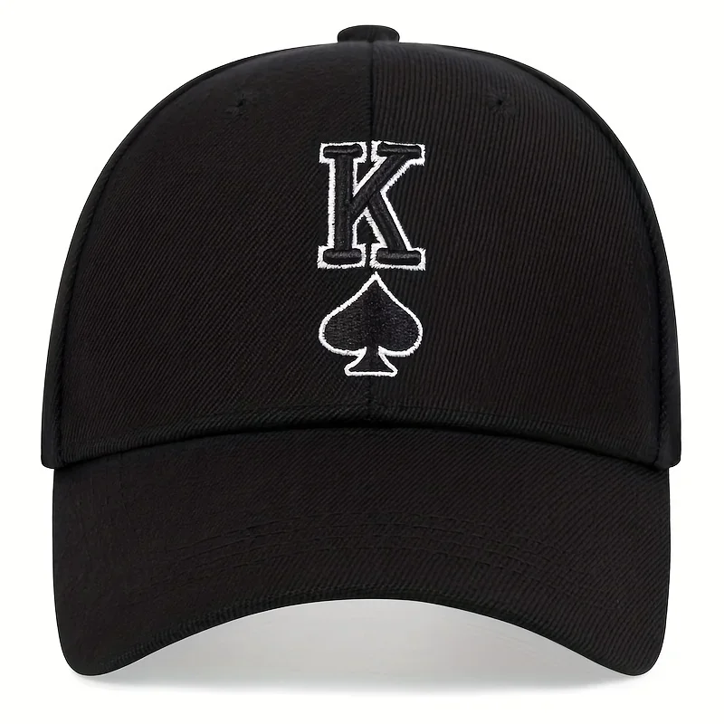 Unisex Spades K Embroidery Baseball Caps Outdoor Adjustable Spring and Autumn Casual Sunscreen Hat