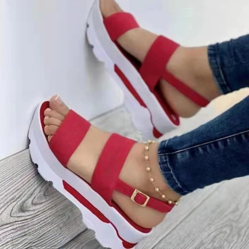 Women\'s Sandals lightweight Heels Sandals For Summer Shoes Women Low Heels Platform Sandals Elegant Woman Heeled Shoes Female