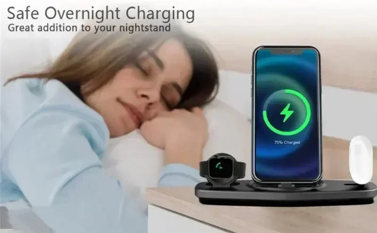 3-in-1 Schnell-Ladestation Faltbares Kabelloses Ladegerät Ständer Dock Handyhalter für iPhone 17-12 Apple Watch AirPods – Detail 26