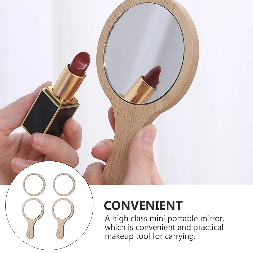 Juego de espejos cosméticos portátiles de 4 Uds., artesanía fina, reflejo claro, espejo redondeado pequeño de mano para viajes