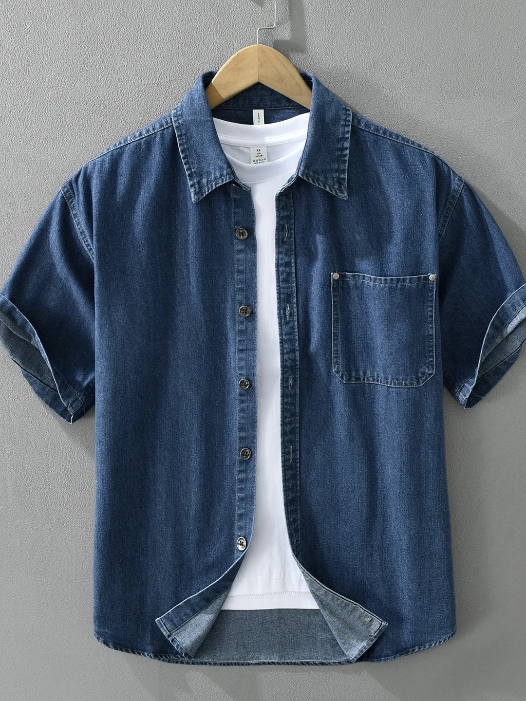 

Retro Japanese Style Men's Denim Shirt Cotton Blend Casual Basic Loose Fit Summer New Arrival Fashionable Open Cardigan