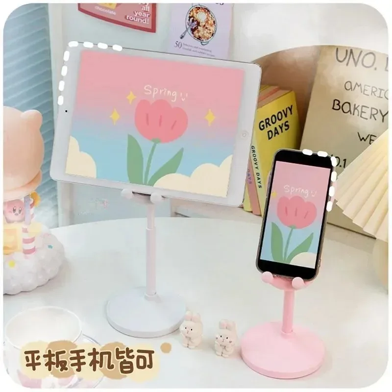 Pink Phone Holder Adjustable Lovely Rabbit Cartoon Table SupportDesktop Cell Phone Stand for IPhone 13 14 Samsung Smartphone