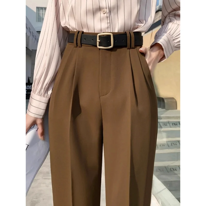 

Suit Pants for Women2024Autumn and Winter New High Waist Straight Tapered Pants Small Slim Ankle-Length Cigarette Pants