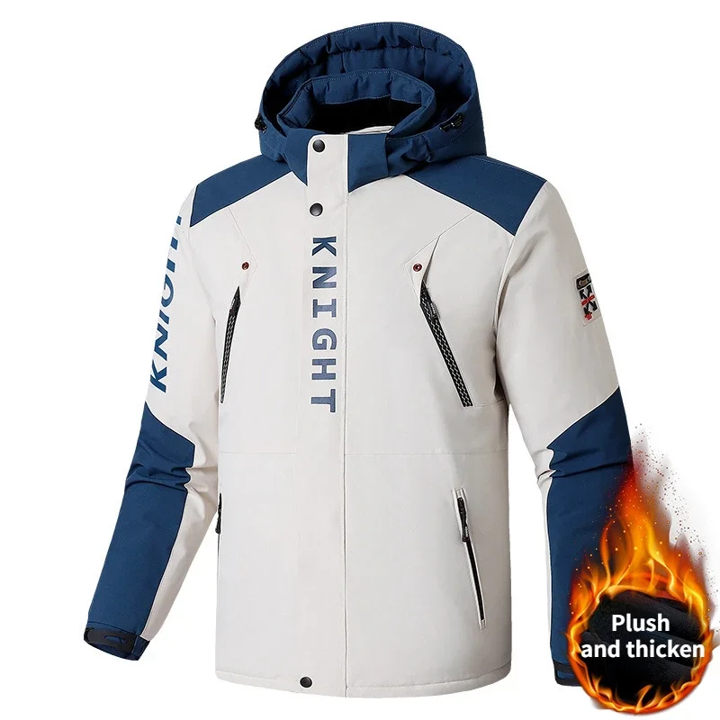 New Men\'s Ski Jacket Fashion Windproof Warm Large Cotton-padded Clothes Thickened Loose Snow Coat Outdoor Sports Camping Brand