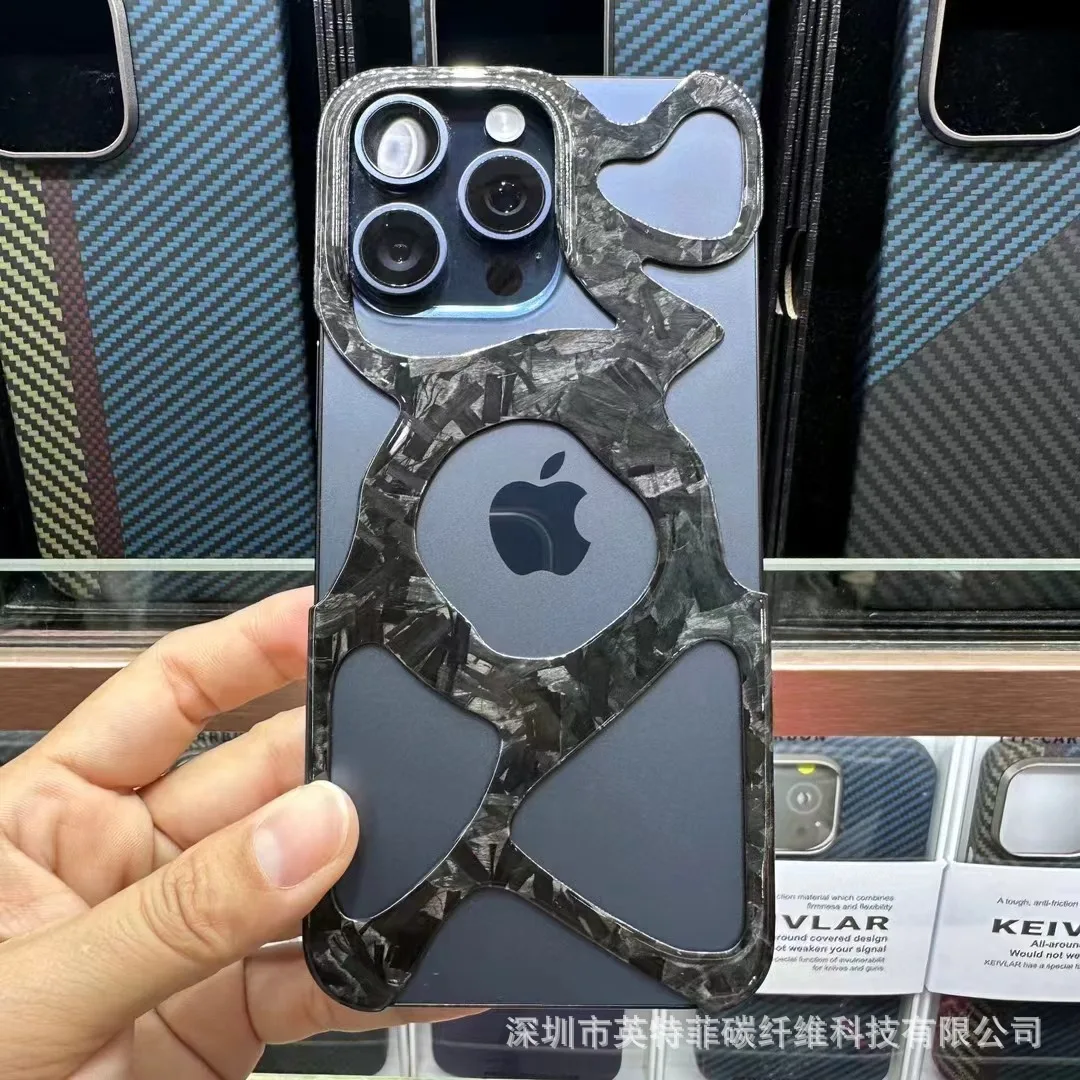 

for iphone 15promax forged carbon fiber mobile phone shell hollow shape design thin heat dissipation