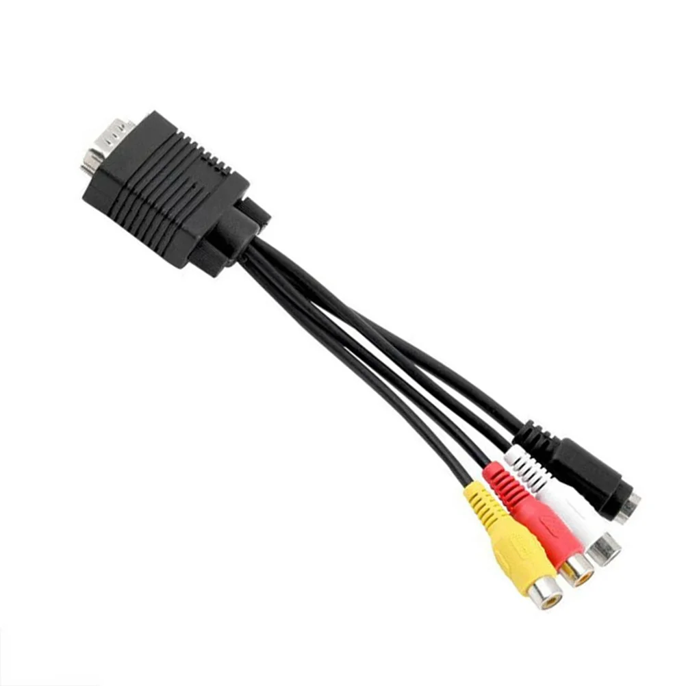 

VGA SVGA to S-Video 3 RCA AV -Out Converter Adapter Cable for Laptop PC Televison Black PC Adapter Cable