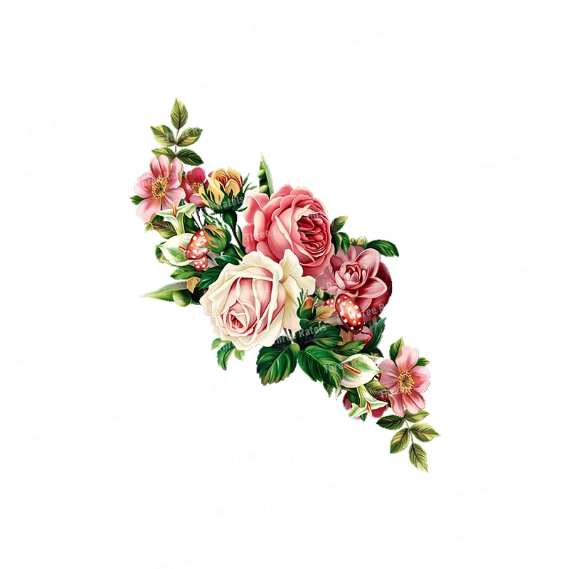 Three Ratels QCF212 Classical style rose bouquet wall sticker art for home decoration Toilet Decal Waterproof Wallpaper