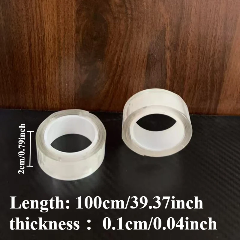 Heavy duty nano double-sided tape reusable scratch free and washable strong adhesive strip suitable for home office and car use