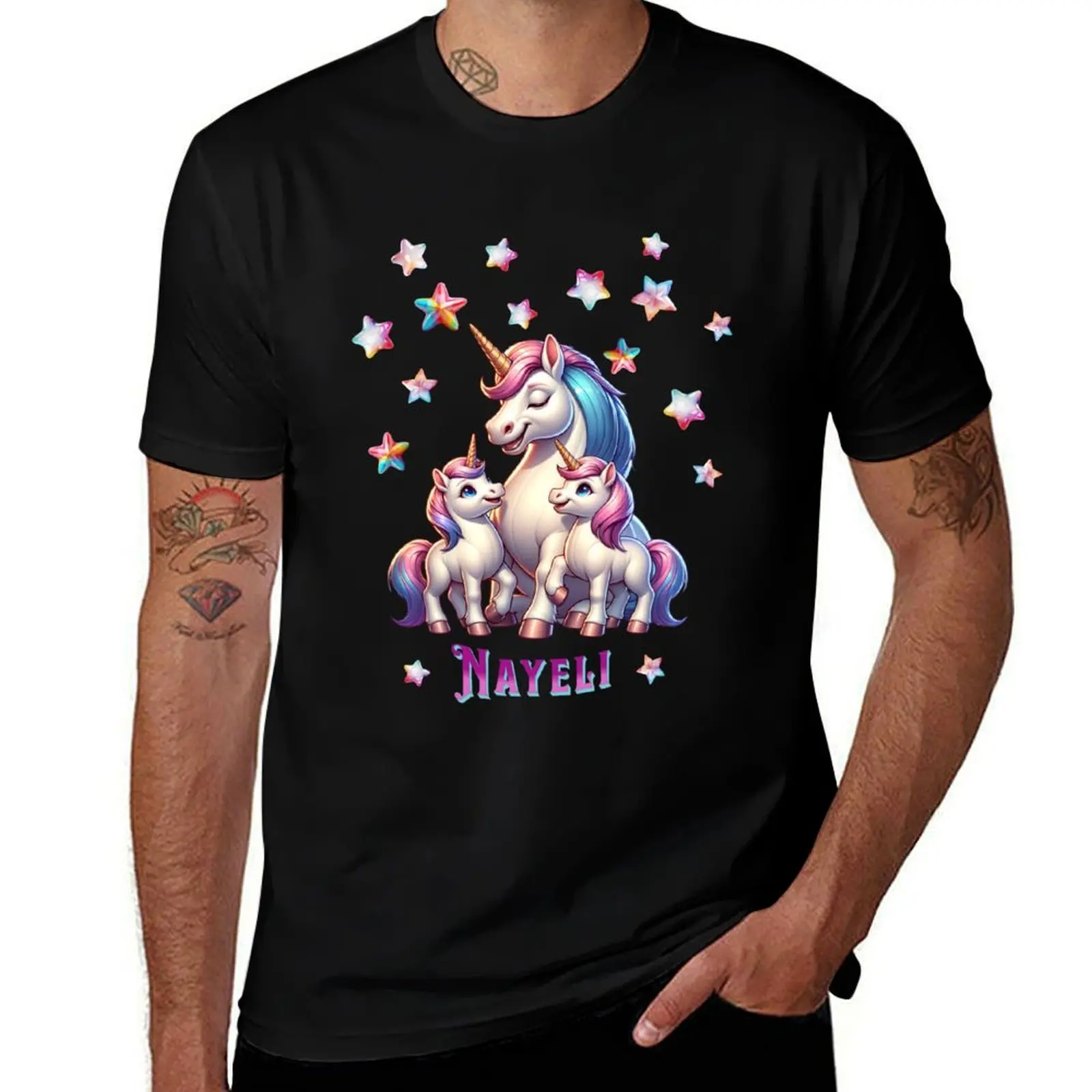 

Unicorns with stars T-Shirt t shirts for man graphic funny t shirts cotton 100% t shirt man plain T-Shirt