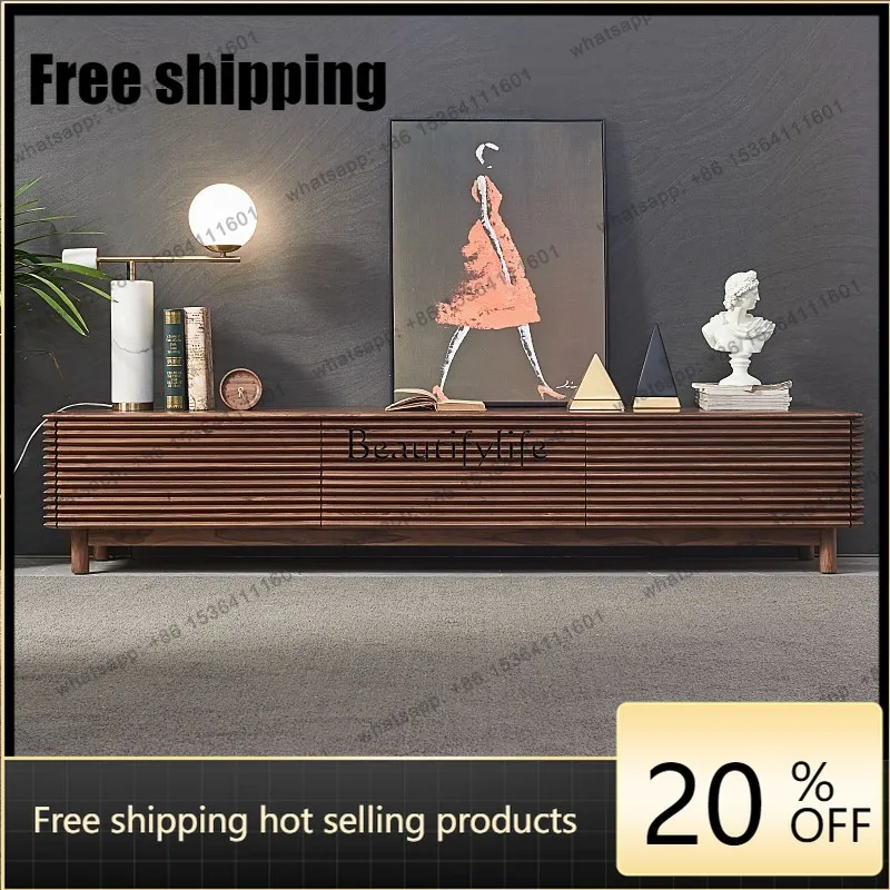 jj5 Nordic all solid wood TV cabinet simple modern North American black walnut log