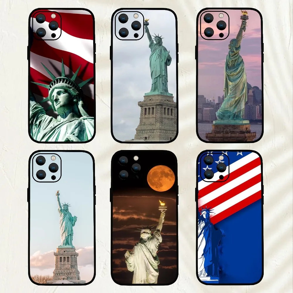 America Statue of Liberty  Phone Case For iPhone Mini 11 12 13 14 15 Pro XS Max X Plus SE XR Shell