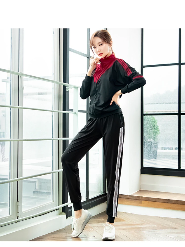 Women's Tracksuit Pachworked Sweat Pants Jacket Sports Bra Breathable T-Shirt 4 Pieces Sets Sportwear Sweatshirt Set Women Sets