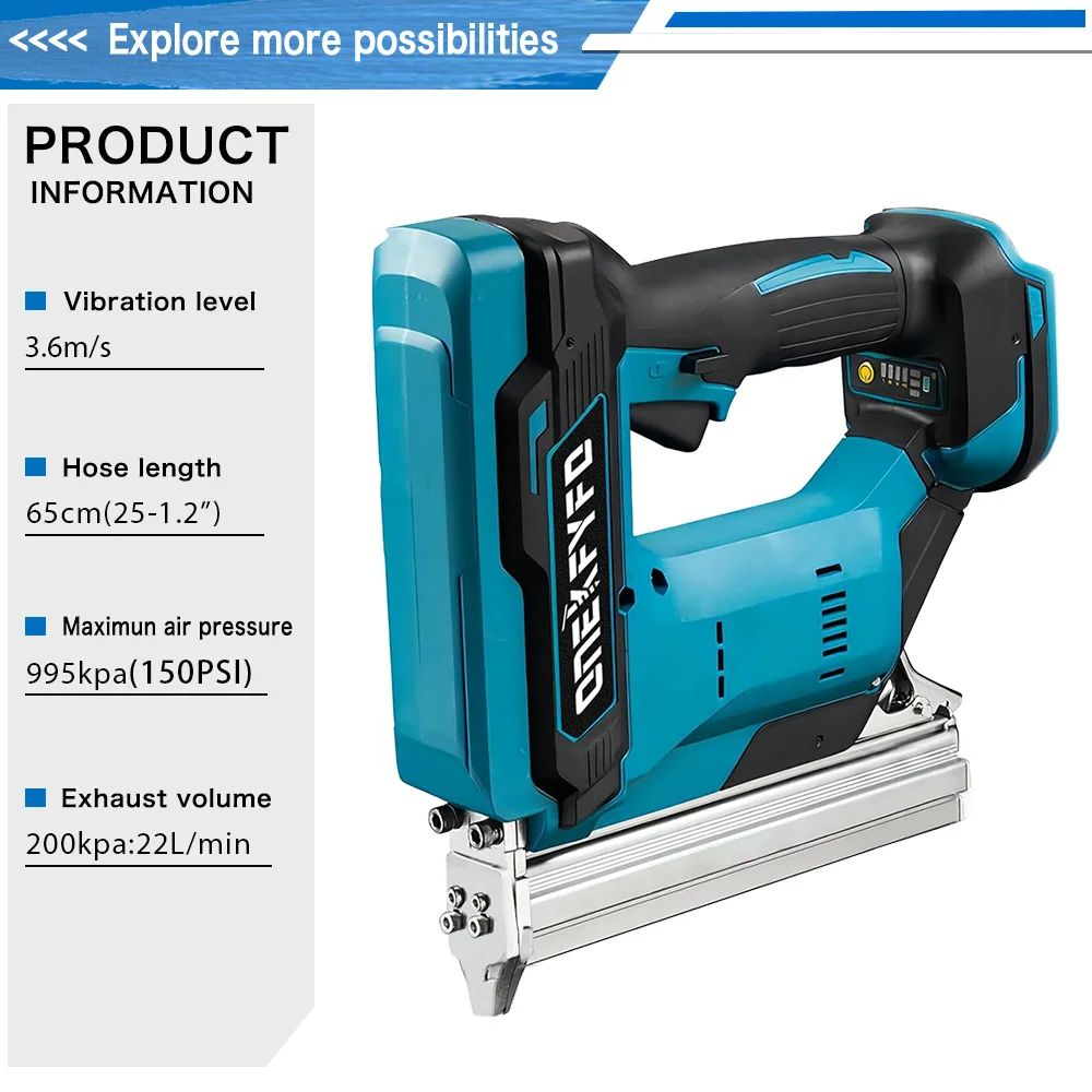 Brushless Wireless Cordless 422J U Staples Electric Nail Gun Stapler Nailer Lithium + 1set Nails For Makita 18V (No Battery)