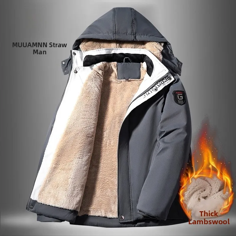 

Мужское зимнее хлопковое пальто на подкладке Thiened Fce, модная брендовая теплая верхняя одежда большого размера, длинное пальто на молнии