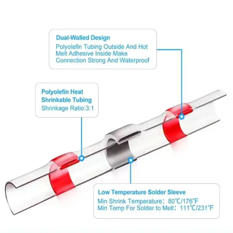 طقم توصيل سلك لحام مقاوم للماء 0.25-6mm2 قابل للانكماش الحراري للعزل البحري التلقائي #3
