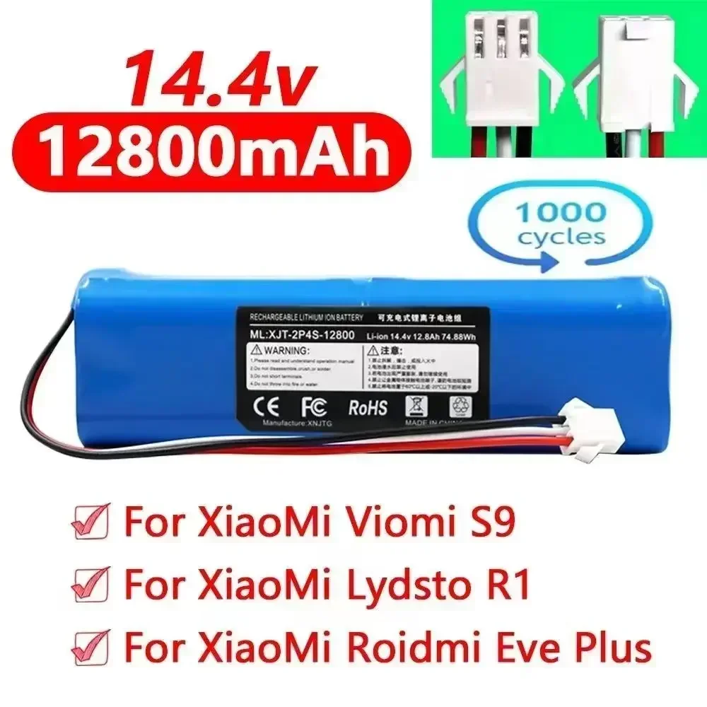 

Replacement For XiaoMi Lydsto R1 Roidmi Eve Plus Viomi S9 Robot Vacuum Cleaner Battery Pack Capacity 12800mAh Accessories Parts