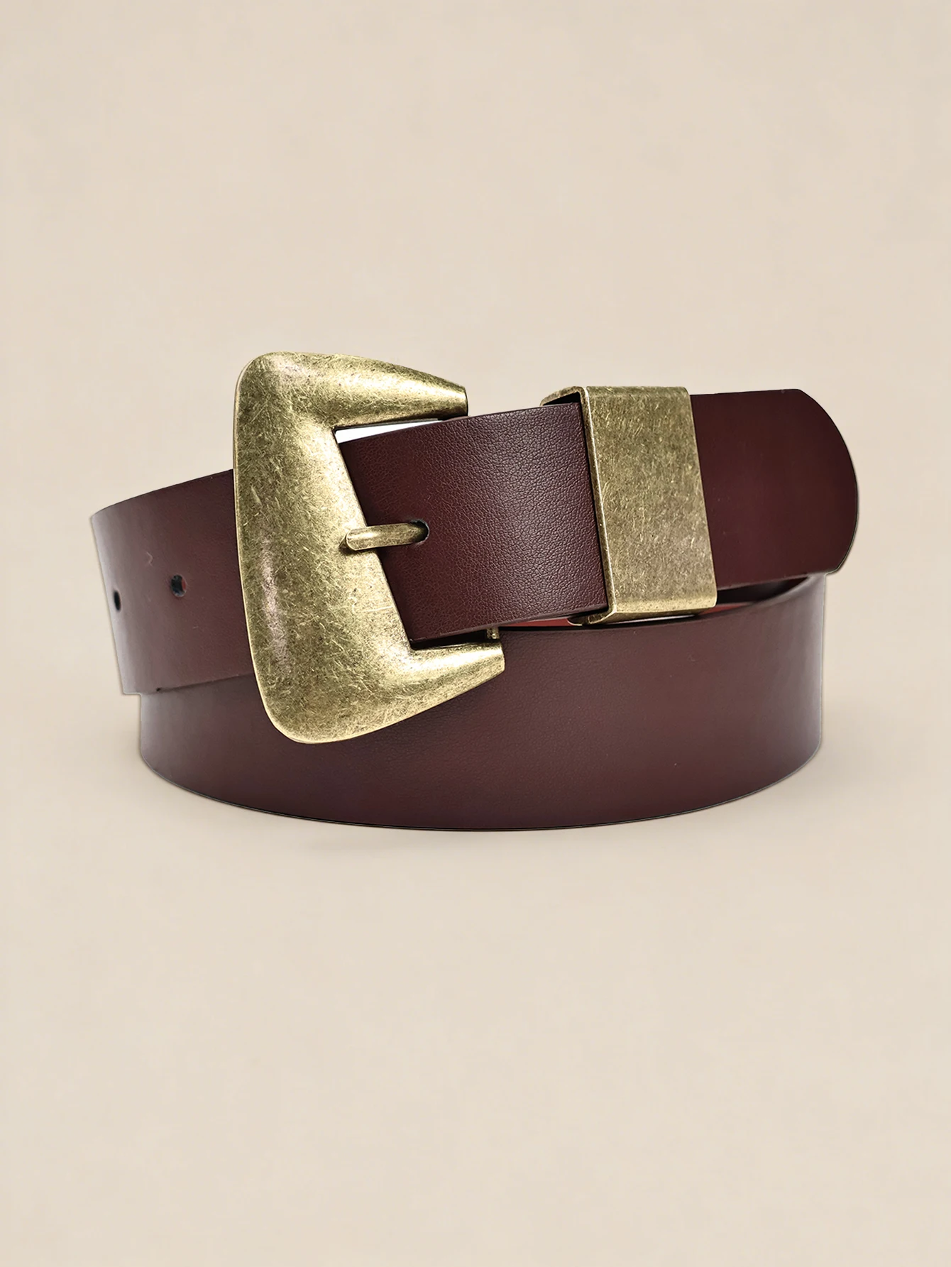 

1Pc Boho Western Style Brown Women's Suede Belt, Vintage Bohemian Irregular Bronze Buckle Brown Belt, Y2K Accessories Belts, Belts Y2K, Boho Belt, Western Belt for Women, Chunky Belt, Rodeo, Paired with Dresses, Casual