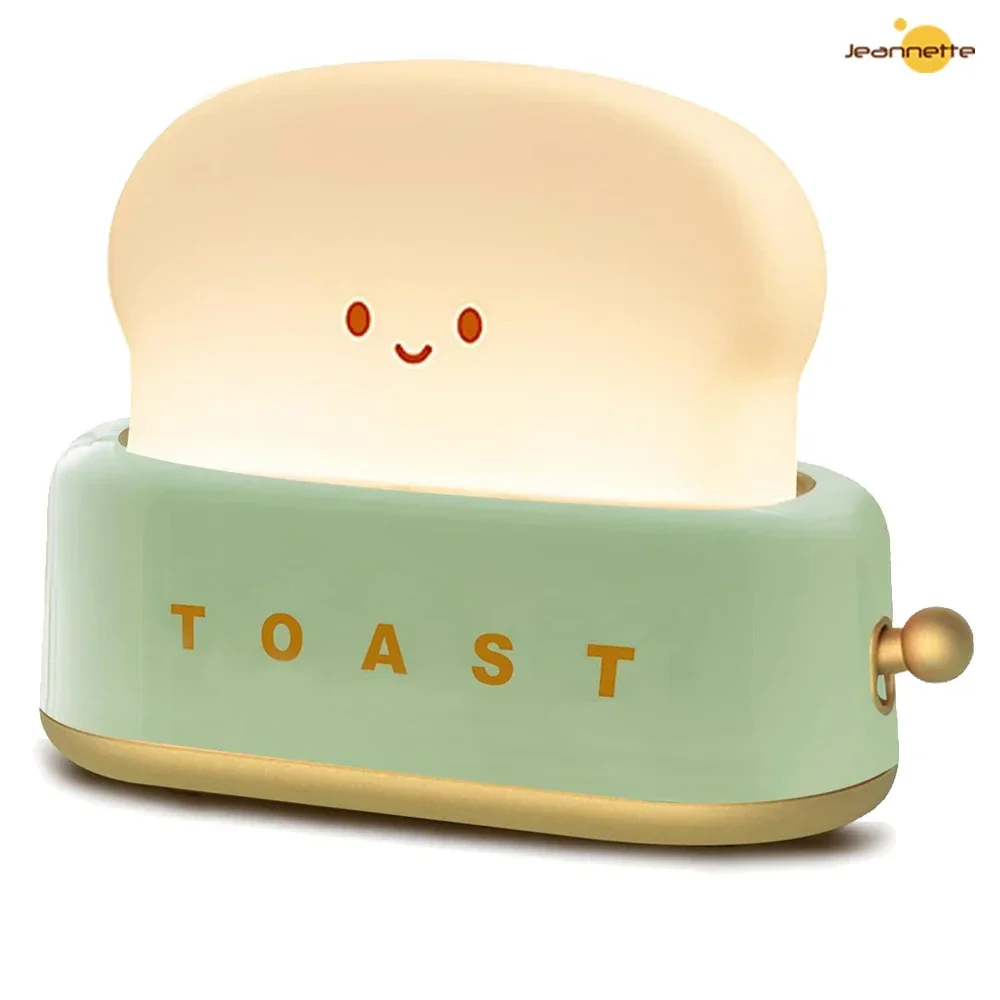 Toast Cartoon LED Night Light Cute Home Decor Kawaii Bread Table Lamps Night Breastfeeding Portable Light with Timer Tiny Lamp