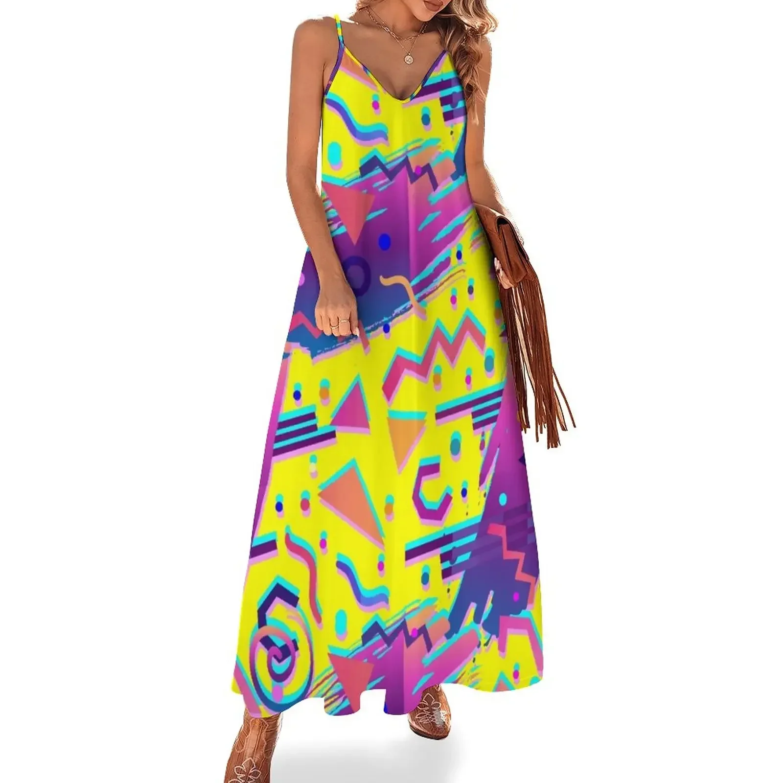 Eighties Retro Memphis Pattern Sleeveless Dress Women's clothing dresses ladies 2024 summer Dress