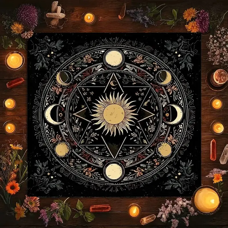 Mystic Celestial Magic Tarot Witchy Altar Cloth Bohemian Occult Decor Tapestry Print