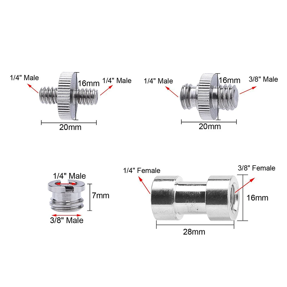

Adapter Nut Set Screw Kit 1/4 to 3/8 Threaded Camera Converter Screws Metal Mount