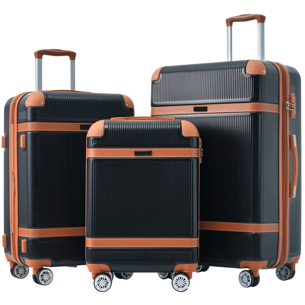 

Hardshell Luggage Sets 3 Piece double spinner 8 wheels Suitcase with TSA Lock Lightweight 20''24''28''