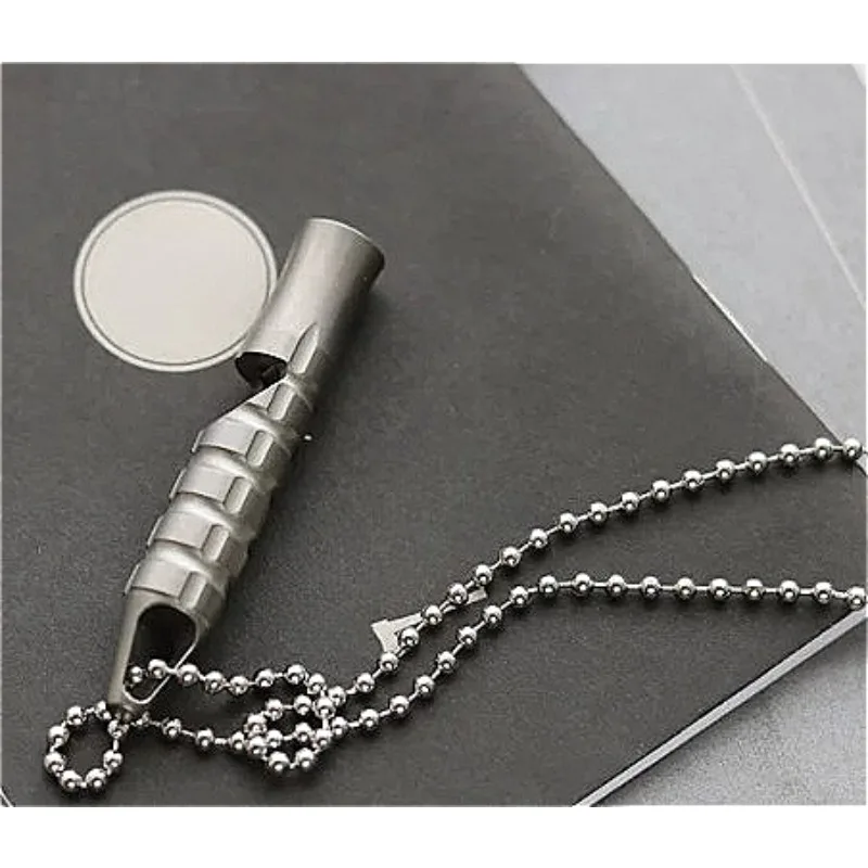 Outdoor Titanium Whistle Keychain Pendant