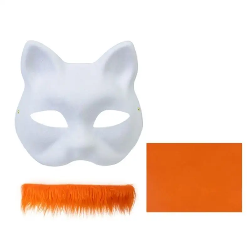 39BD 동물 마스크 세트 도색되지 않은 고양이 마스크 할로윈 코스프레 마스크 가장 무도회 마스크 모피와 손으로 그린 ​​여우 마스크