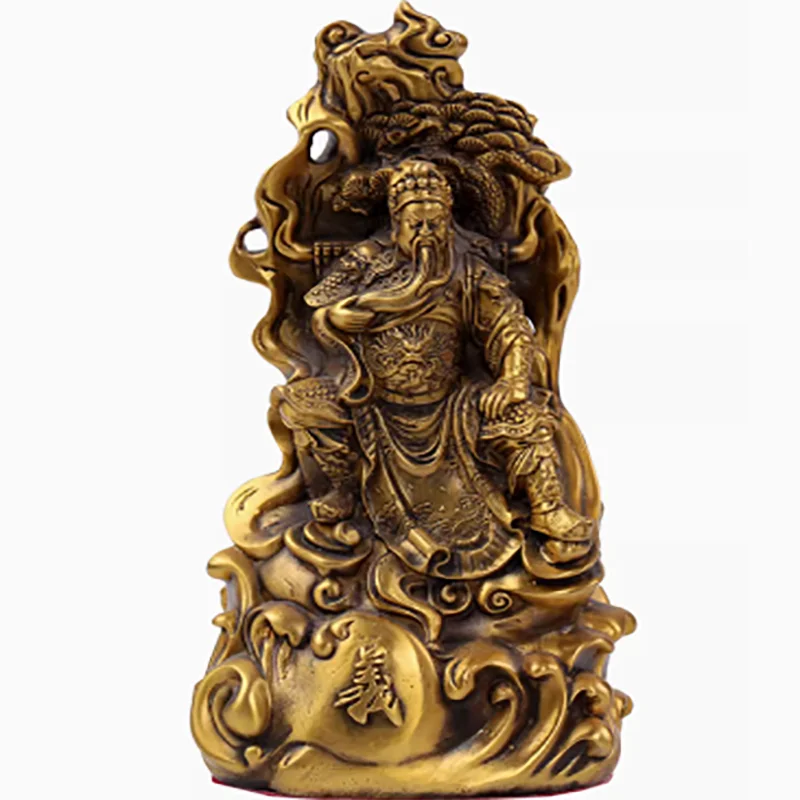 

Brass small Guan Gong ornament, Wu Caishen reading, Guan Yu Guan Er Ye Buddha statue, Zhaocai car ornament