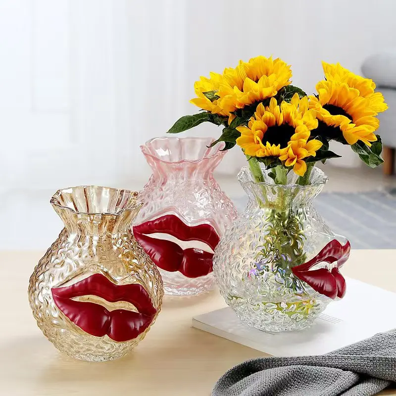 

Современные креативные стеклянные вазы в форме губ для украшения дома, вазы и украшения для цветочной композиции