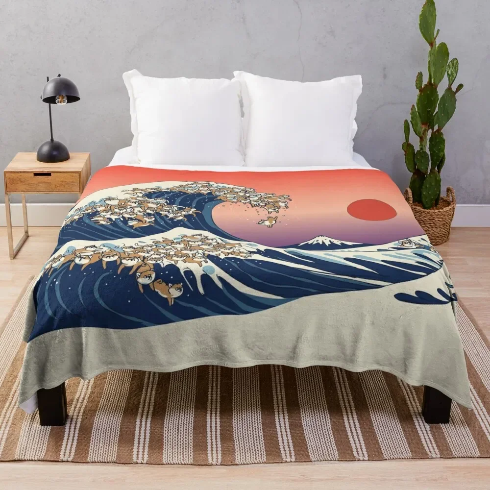 

The Great Wave of Shiba Inu Throw Blanket Personalized Gift Luxury Summer Beddings Polar Blankets