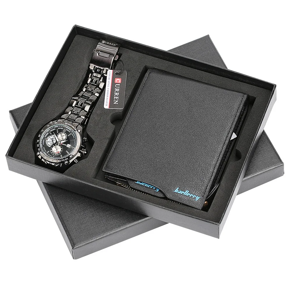 Creative Combination of Exquisite Men's Wristwatch Wallets Watch Sets Fashion Business Holiday Festival Gifts for Boyfriend Dad