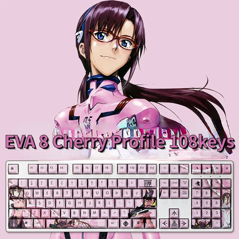 

108 kyes PBT Аниме Пользовательские Розовые EVA8 клавиши в мультяшном стиле для 108Key клавиатуры с вишневым профилем