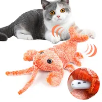 USB Electric Jumping Shrimp Cat Toy Moving Simulation Lobster Electronic Plush Toys for Dog Cat Stuffed Interactive Toys for Pet