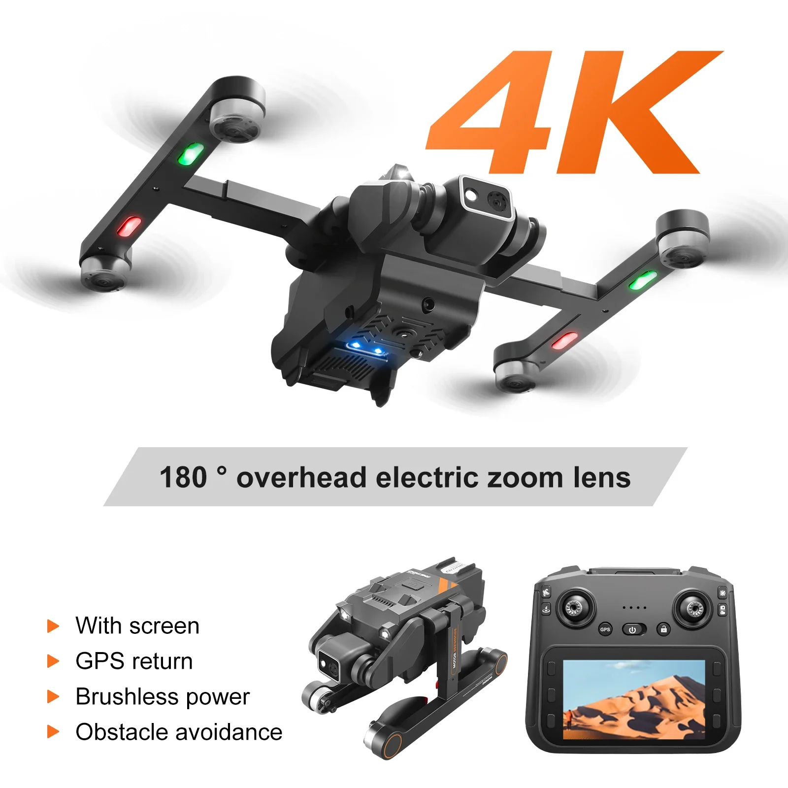 Rg700Pro Rc Drone Dual Camera Screen Control Aerial Photography Gps Return Brushless Quadcopter Obstacle Avoidance Helicopter