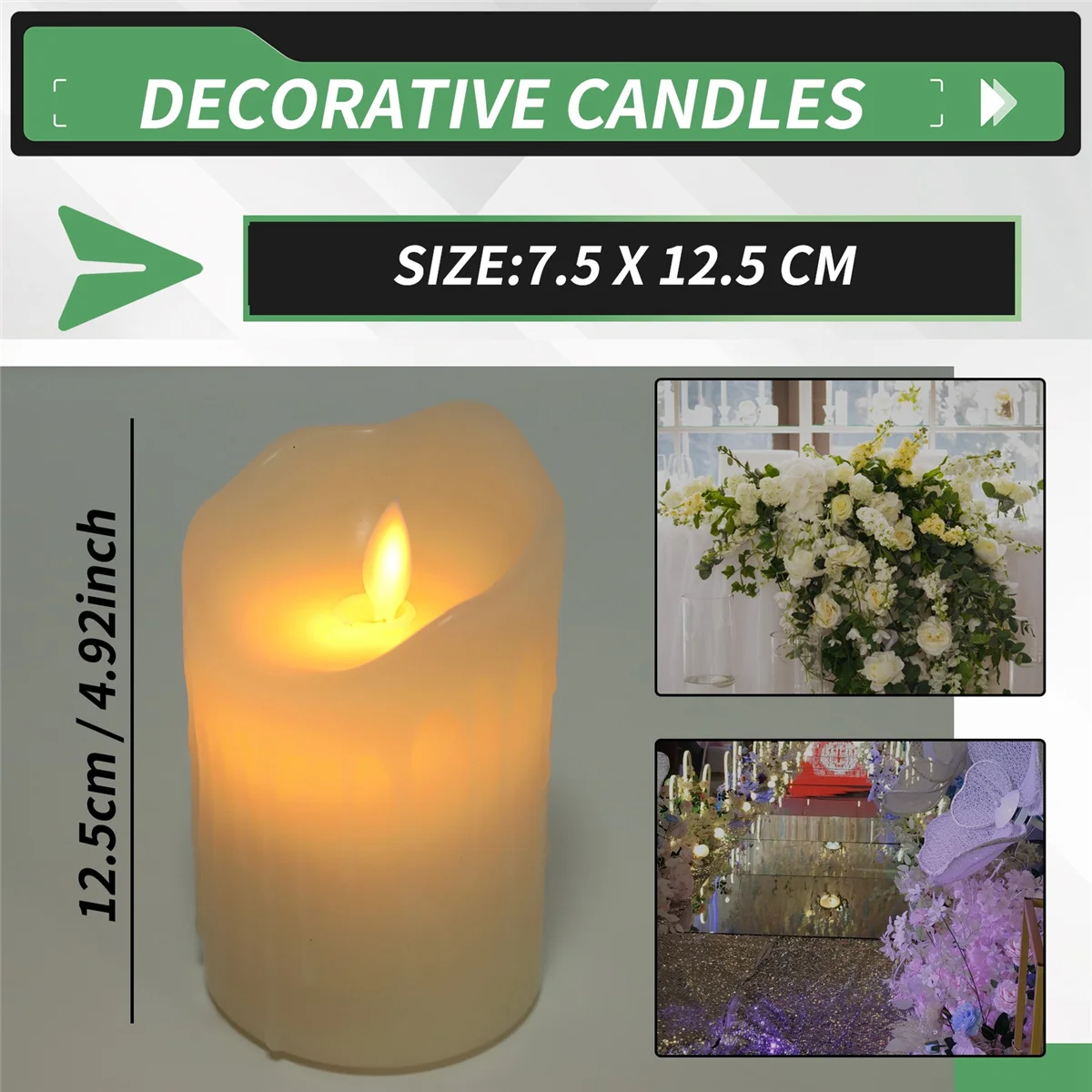 New LED Candles, Flickering Flameless Candles,Rechargeable Candle, Real Wax Candles with Remote Control,12.5cm
