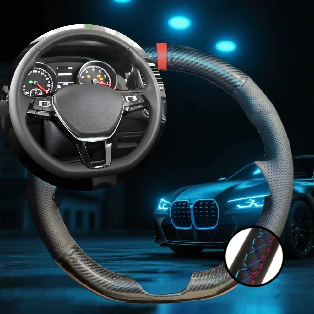 

Индивидуальный чехол на руль автомобиля для Volkswagen Golf 7 Mk7 Passat B8, нескользящие автомобильные аксессуары, сшитая вручную накидка на руль