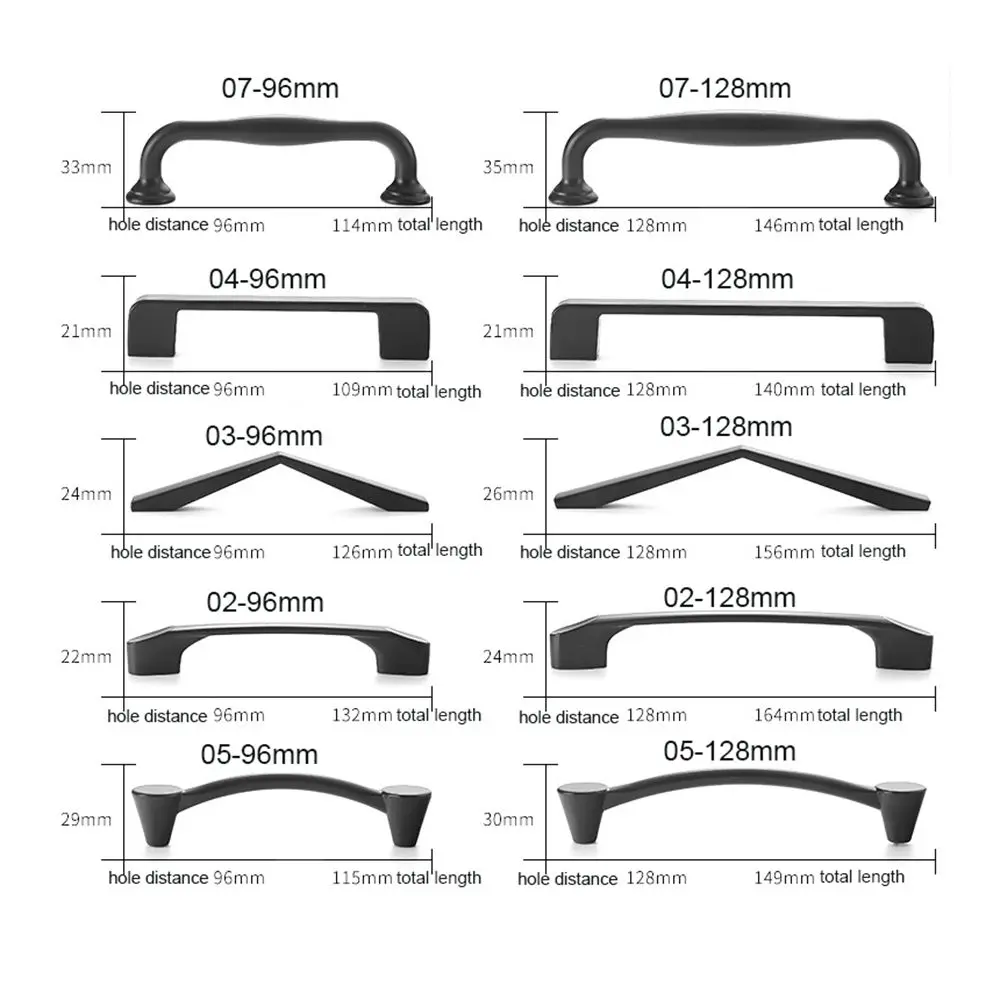Matte hitam gaya Amerika lemari pakaian perbaikan rumah menarik pintu pegangan lemari kenop laci menarik perabotan perangkat keras