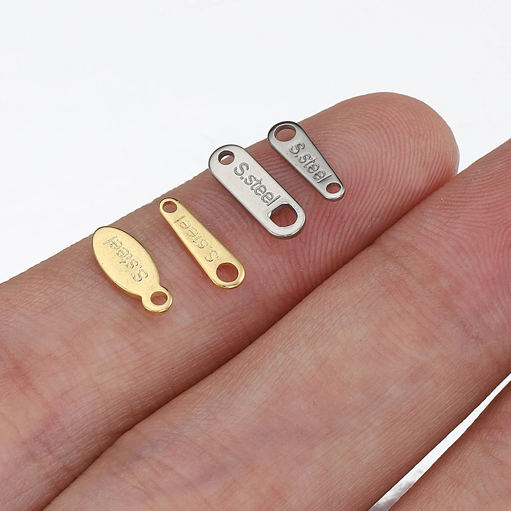 50pcs Stainless Steel End Charms Pendants Connector Gold Color Chain Extension Tail Charm for Jewelry Making DIY Wholesale